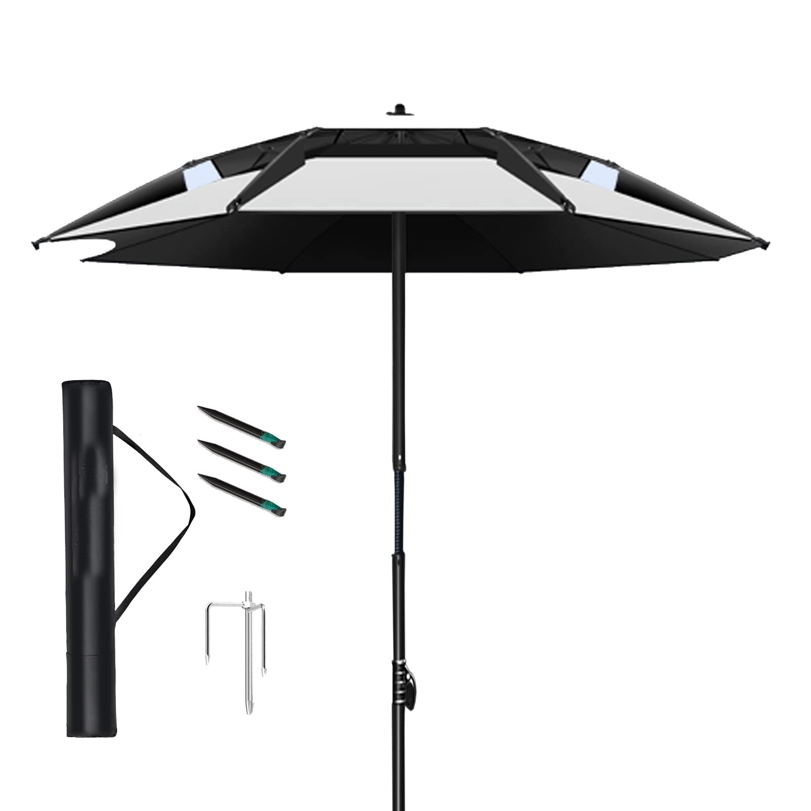 Paraguas de pesca, protección solar a prueba de viento, protección solar, sombrillas de ventilación, rotación de 360°, paraguas impermeable para lluvia, con inclinación, patio, playa, césped y ja