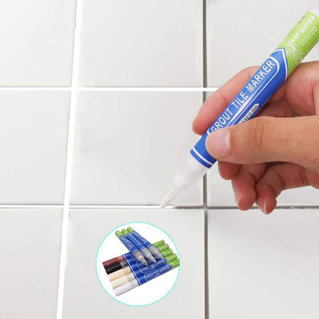 Tile Grout Marker, Grout Paint, Waterproof Tile Repair Pen, Tile Repair Pen for Bathroom, Kitchen, Flooring Tiles (Light Grey)