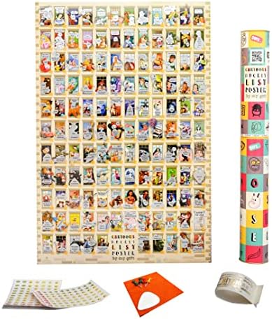 Cartoons Scratch off Film Poster BucketList Animated Cartoon 16×24 Wall Scratch Poster Finest 100 films