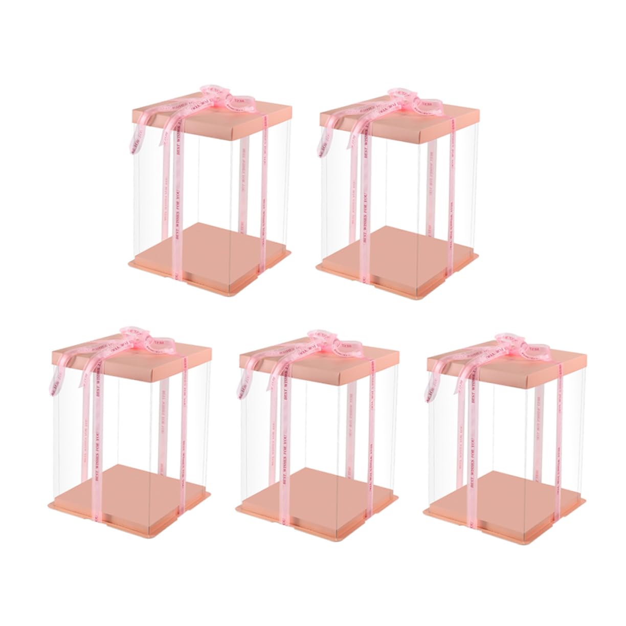 PRETYZOOM Elegant 5 Pack Cake Storage Case 6 Inch Cake Dessert Packing Box Holder Baby Shower Birthday Party Reusable Easy to Carry