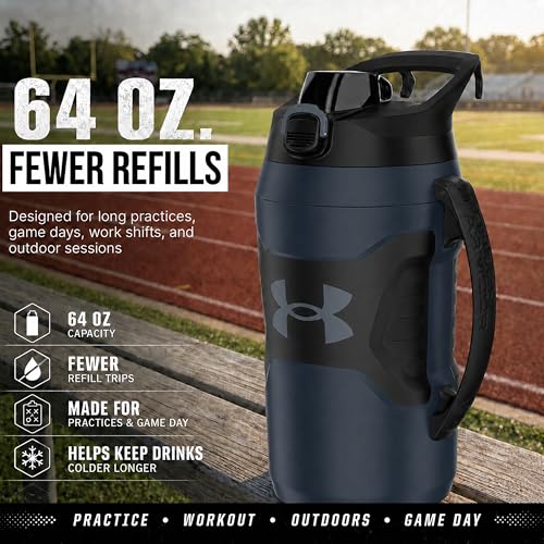 Image of Under Armour Insulated Water Bottle with Handle & Fence Hook, Half Gallon Sports Water Jug, Leak-Resistant & BPA-Free for Baseball, Football & Gym - Academy /Black, 64oz