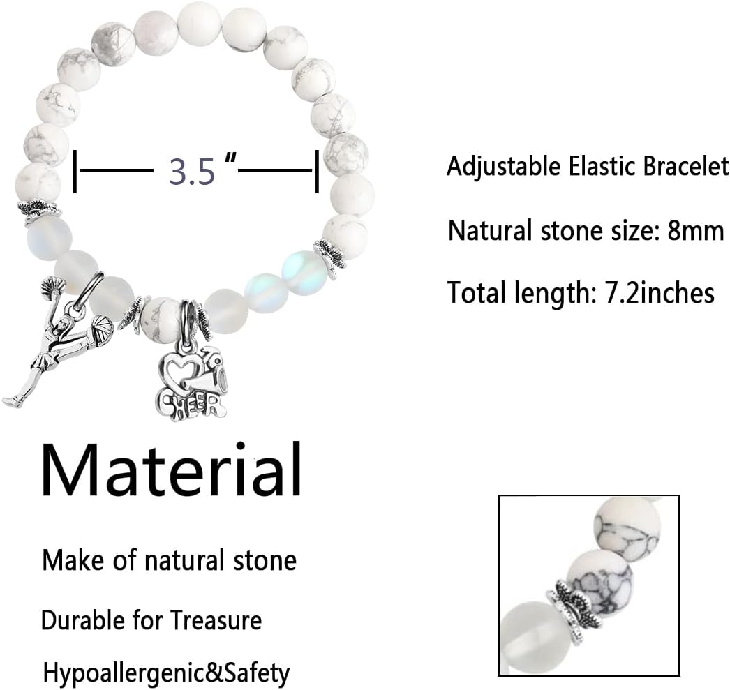 Cheer Charm Bracelet Cheerleading Gifts You Are Braver Than You Believe Bangle Bracelet Cheer Jewelry for Cheerleaders Cheer Coaches or Team (White) - Image 2