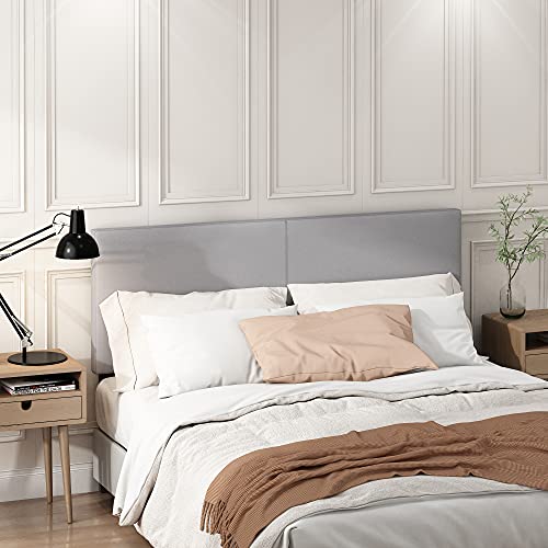 Image of Furinno Roanne Upholstered Headboard, Glacier, Queen | Wooden Headboard, Bed Frame Mount Head Board, Easy Assembly, for Bedroom, Dorm