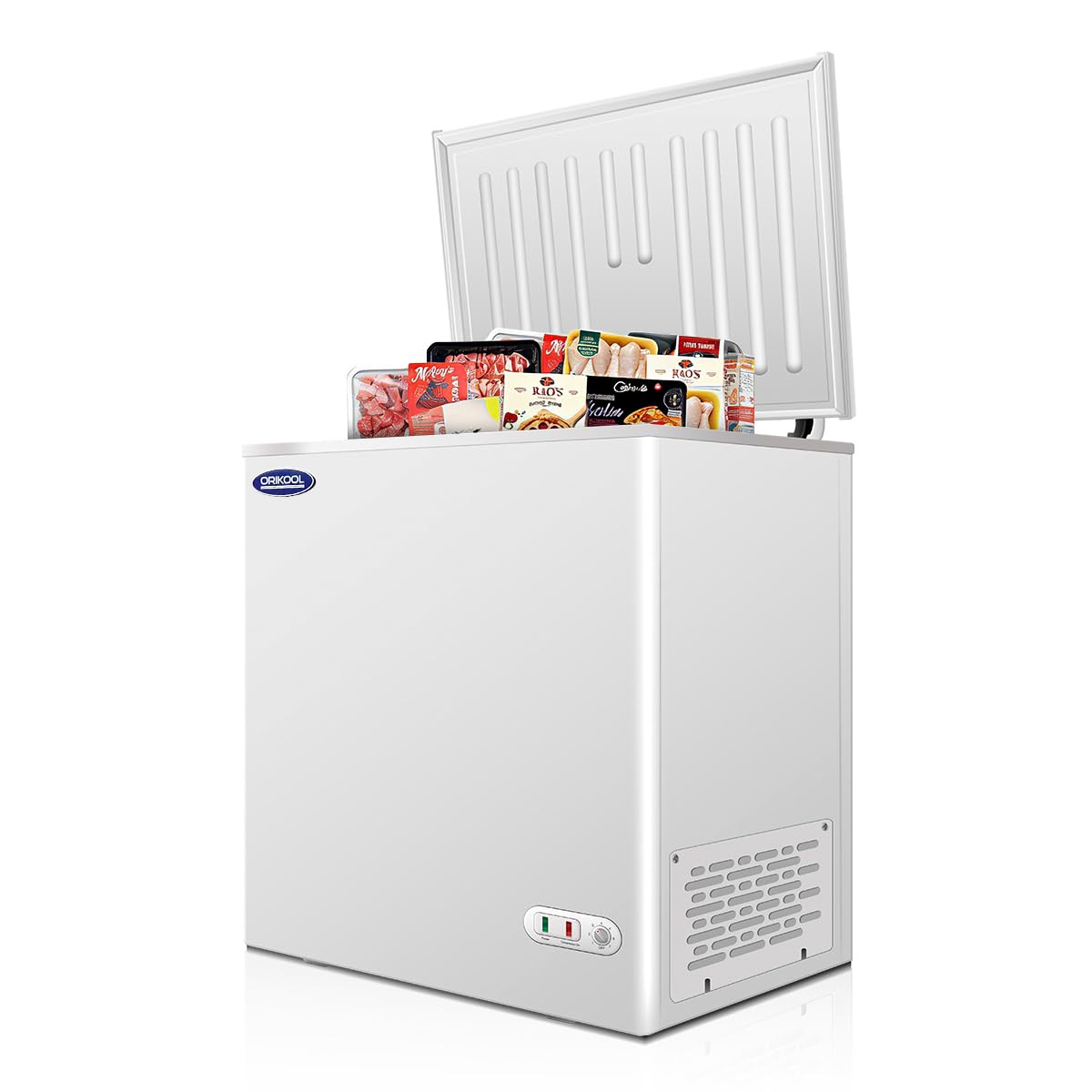 Amacv ORIKOOL Chest Freezer 5.0 Cu.ft Solid Top Commercial Deep Chest Freezers with Lockable Stay-Open Lid Painted for Back-of-House Bulk Storage on Fridge.com