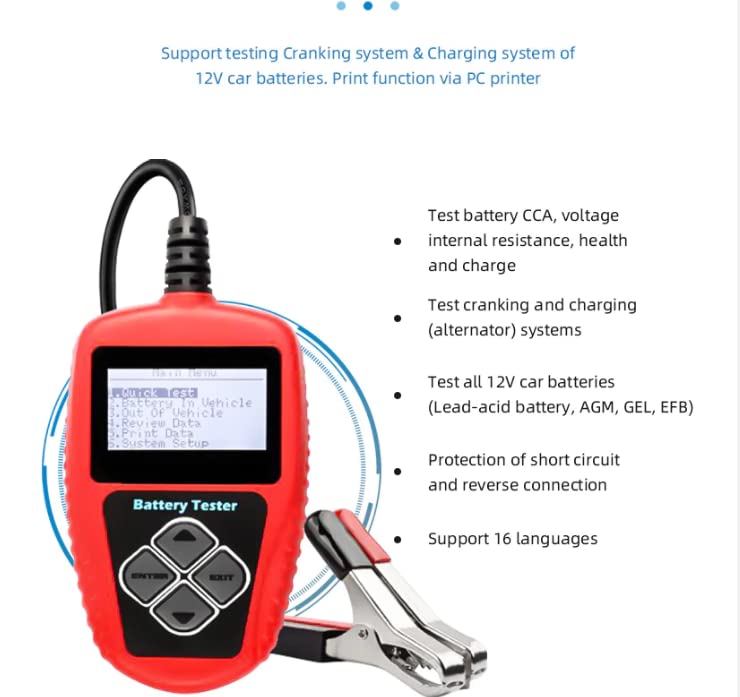 Car Battery Tester Quicklynks BA101 12V 100-2000CCA Battery System Detect Auto Load Battery Analyzer Car Battery Tool(BA101)