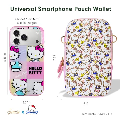 Image of Sonix x Sanrio Phone Pouch - Universal Smartphone Purse and Wallet, Crossbody and Shoulder Bag | Hello Kitty Pink Bows
