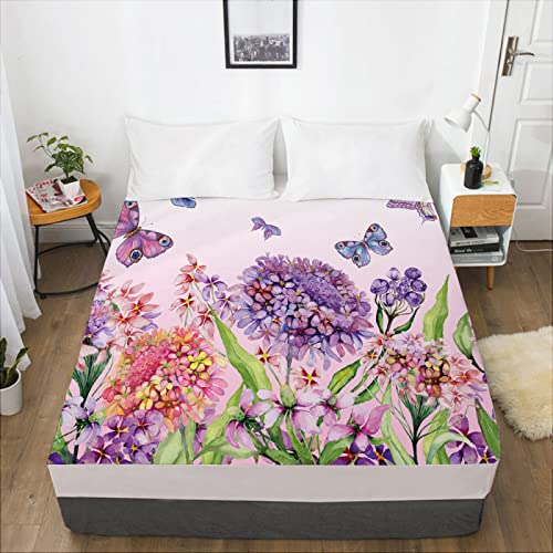 WXSSLN Drap Housse 140x200 cm Fleurs Housse Matelas Drap Housse en Microfibre avec Bonnet 30 cm Doux Résistant Anti Plis Facile d'entretien Cover