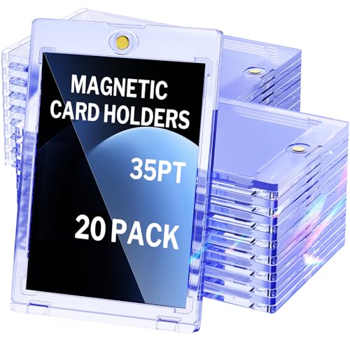 YHIJF 20-Pack Magnetic Card Holder, 35pt One Touch for Trading Cards, Baseball Card Holder, U-V Protectors Hard Plastic, for Sports, Game, MTG Cards
