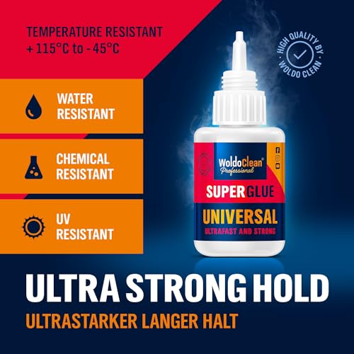 Sekundenkleber extra stark universal 25g - wasserfest, hitzebeständig & mit Nadel Verschluss gegen Austrocknung nach Benutzung