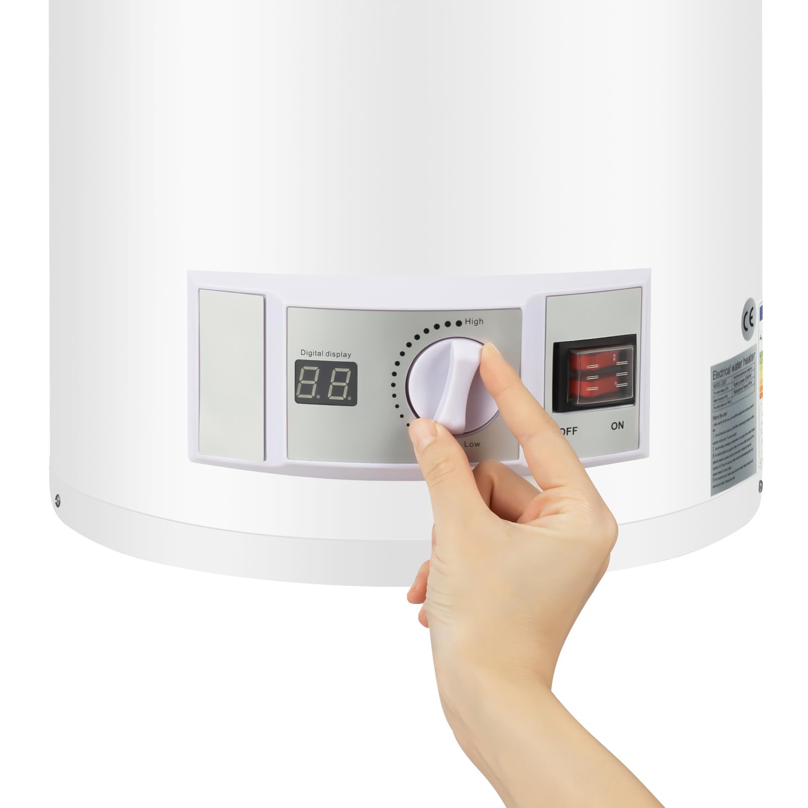 Scaldacqua Elettrico scaldabagno istantaneo, Murale ad Accumolo 2000W Boiler per cucina, WC, serbatoio digitale, 25-75 °C (bianco, 80L)
