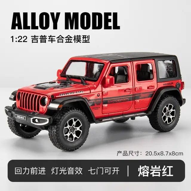 Image of Metal Pull Back Diecast Car 1:32 Wrangler Rubicon Jeep Pull Back Car Model with Sound Light Boys Gifts Toys for Kids【Pack of 1】