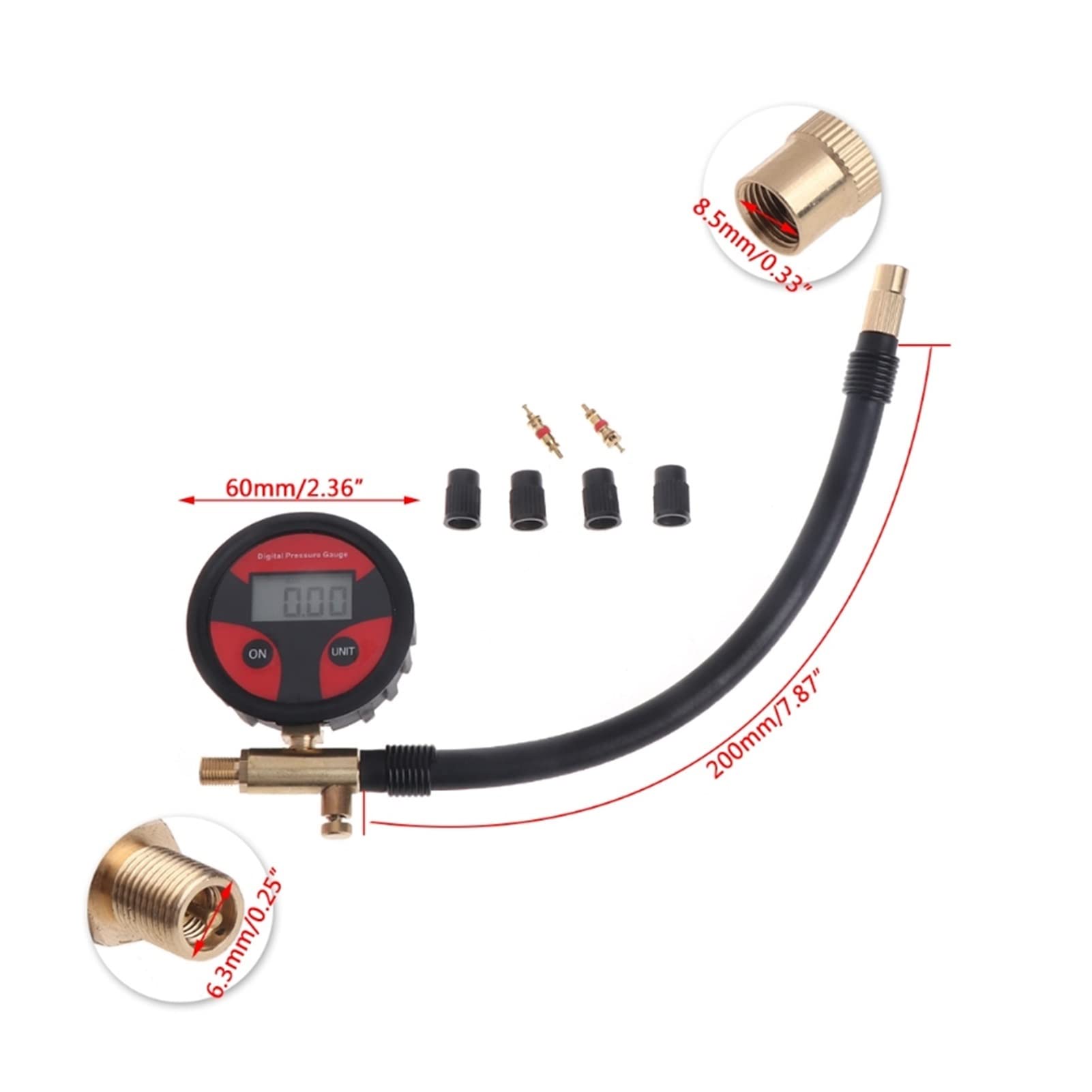 0-200PSI Manometro Digitale per Pneumatici Manometro LCD per Auto Moto