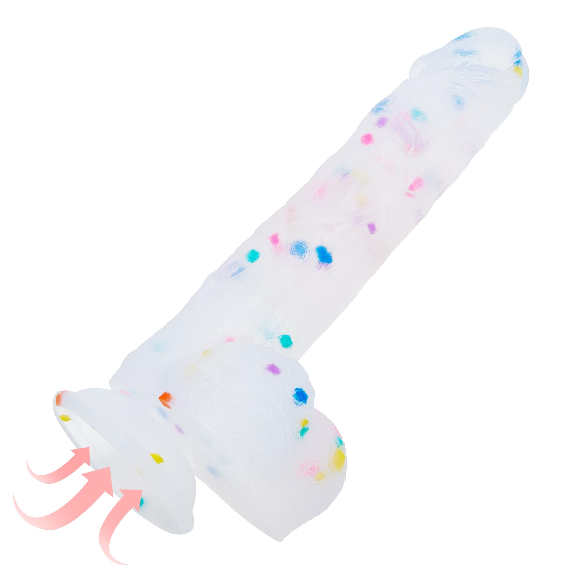 10 Inch Confetti Huge Thick Big Long Dildo - Giant Soft Real Penis Anal Dildo with Strong Suction