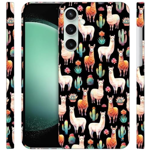 Coque Samsung Galaxy S23 FE 5G GlamCase avec motif lama et cactus imprimé sur plastique rigide blanc