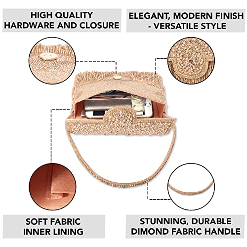 Image of Peora Black Clutch Purses for Women Stone Studded Handmade Handbags Party Bridal Clutch