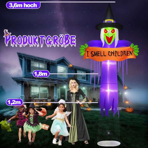 Danxilu 3,6m XXL Halloween Aufblasbare Schwebende Hexe Outdoor Deko – Ansicht 3