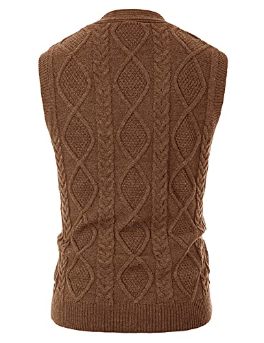 Image of PJ PAUL JONES Mens Cable Knit V Neck Sweater Vest Button Up