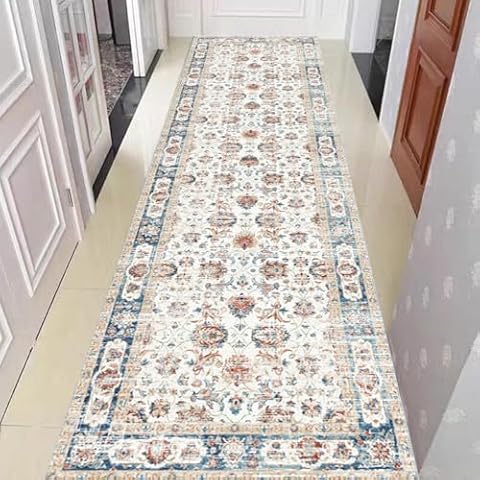 Hibate 2x6 ft (Boho Colorful) Hallway Runner Rug Washable Vintage Non Slip Carpet Runners for Hallways Entryway Kitchen Laundry Room Bathroom Cover