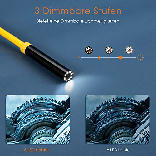 Foto von RAGU Endoskopische Kamera, IP67 1080P HD 4,3 Zoll LCD-Bildschirm Inspektionskamera mit 8 Dimmbaren LEDs 16,4 Fuß Halbstarres Kabel 2600mAh Batterie