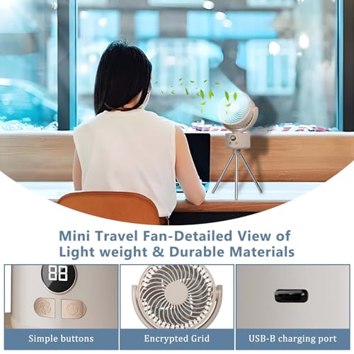 Ventilateur de table portable rechargeable USB-C avec trépied réglable - 6