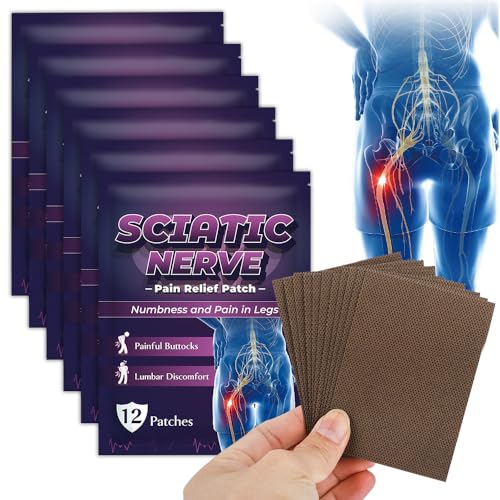 Vmxlso 72Pcs Sciatica Pain Relief Patches, Sciatic Nerve Pain Relief Patch, Chinese Herbal Pain Patches, Back Pain Patches, Sciatica Pain Relief Product Patches for Back Neck Shoulder Muscle Pain