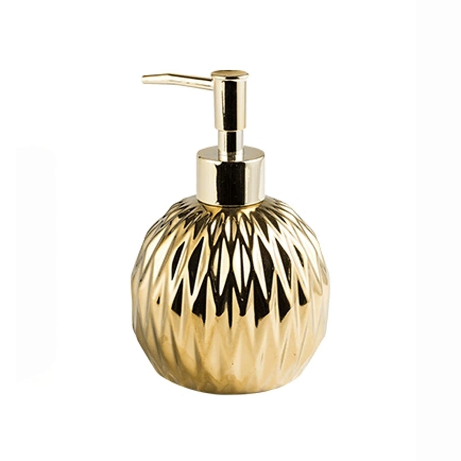 Set di accessori per il bagno Dispenser di sapone in ceramica color oro for bottiglia rotonda da 14 once con rilievo Arredamento per gli affittuari(Gold)
