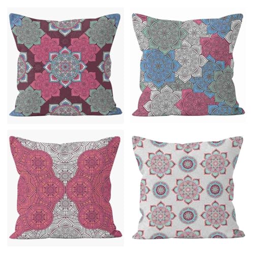 Tapis de souris Japon en lin 45x45 et décoration canapé salon avec mandala manga 4Pcs - 2