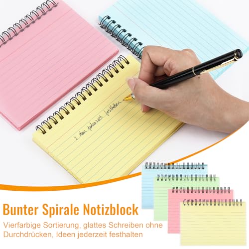 Karteikarten 15 * 10cm, 200 Stücke Lernkarten mit Transparenter Abdeckung Linierte, Spirale Notizblock mit Ring, Karteikarten Bunt, 4 Farben Vokabelkarten für Schule, Vokabeln & Lernhilfe