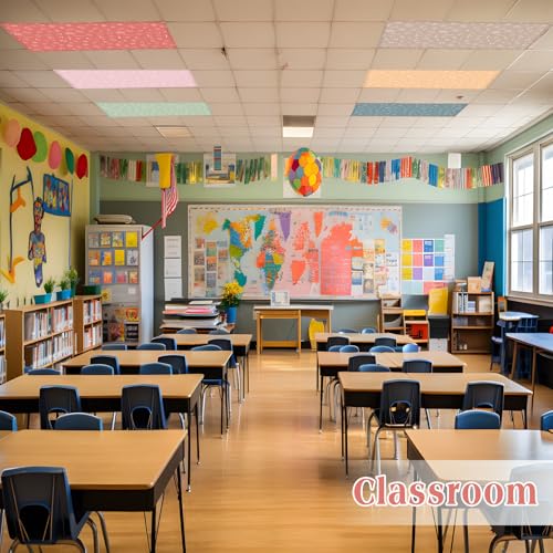Image of VIHOSE 6 Pcs Fluorescent Light Covers for Ceiling Lights Classroom Magnetic Light Covers Classroom Filters Office School Drop Ceiling, 4 x 2 ft(Stationery)
