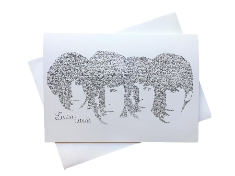 The Beatles Birthday Card with Envelope Drawn from Their Birthday Song Lyrics Contemporary Unique Music John Lennon Paul McCartney George