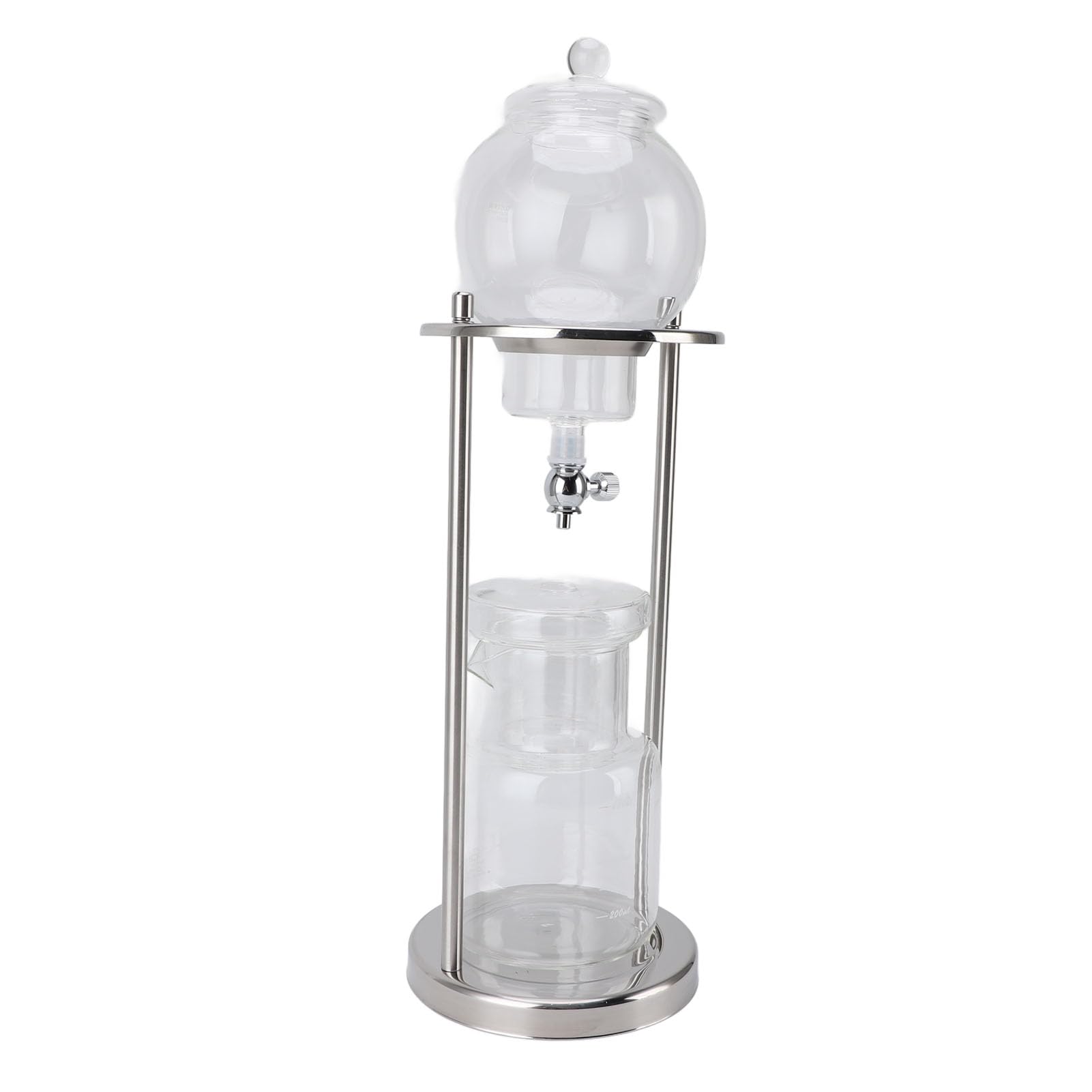Cafetera con Gotero Ice Cold Brew, Diseño Moderno y Elegante para Oficina en Casa, Torre de Acero Inoxidable de Vidrio de 600ml