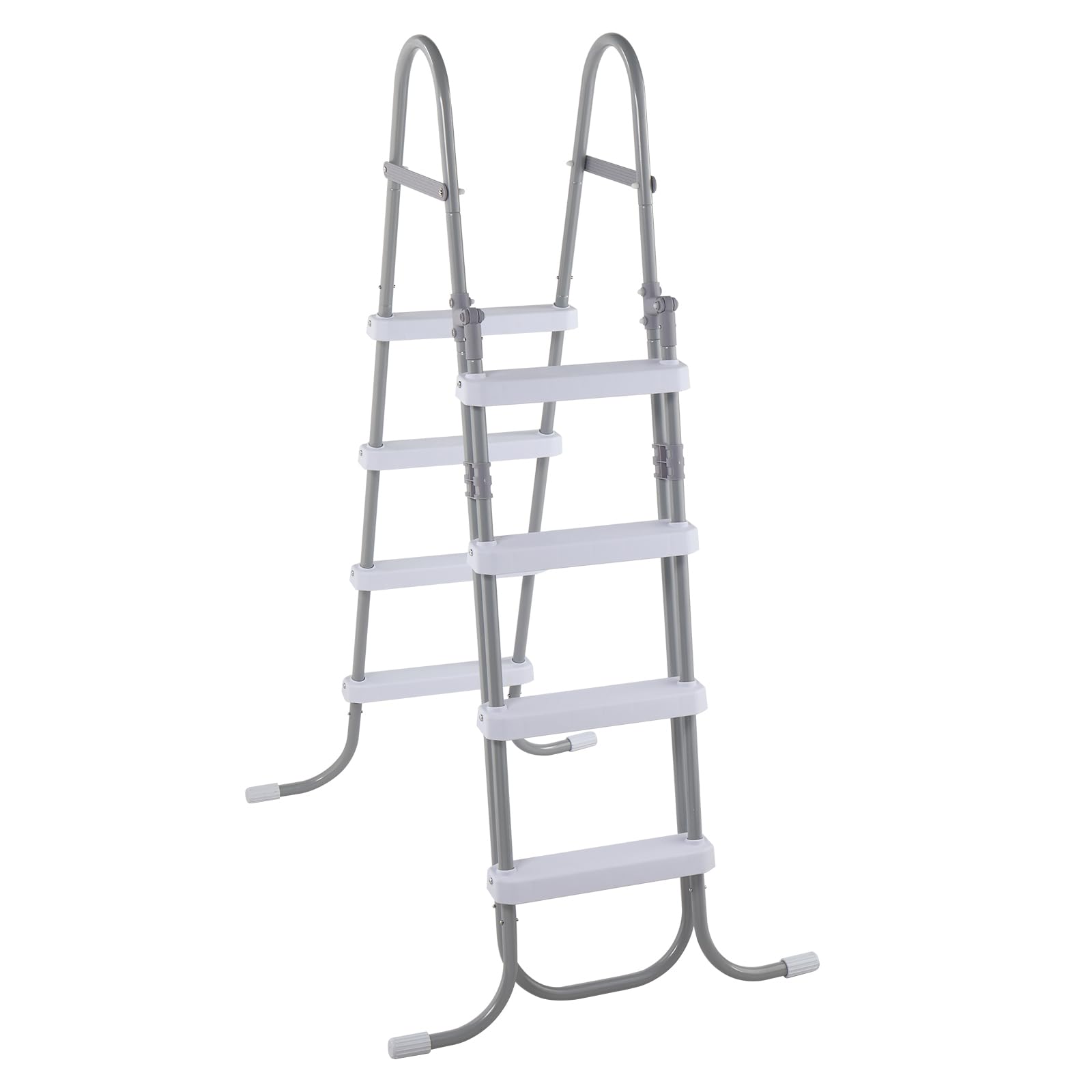 4 Steps Pool Ladder,Iron Above Ground Swimming Pools Steps Safety Ladders,Outdoor Pool Ladders,Heavy Duty Swimming Pools Ladder,with Metal Legs,for Outside Yard Backyard Garden Deck (Grey &amp; White)