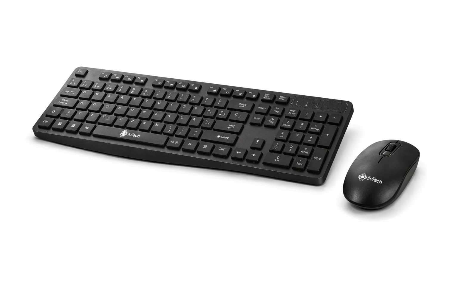 Teclado y Ratón Inalámbrico 2,4 GHz – Teclado Silencioso Negro, Ergonomico, Full Size, USB Receptor, PC, Laptop, Oficina, Gaming, Compacto