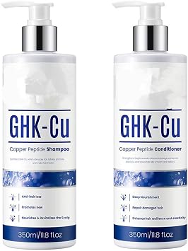 GHK-Cu Copper Peptides Hair Shampoo and Conditioner, Hair Care Copper Peptide for Weak Dry Damaged Hair, Deep Cleansing & Nourishing, Strengthens Strands, 11.8fl.oz