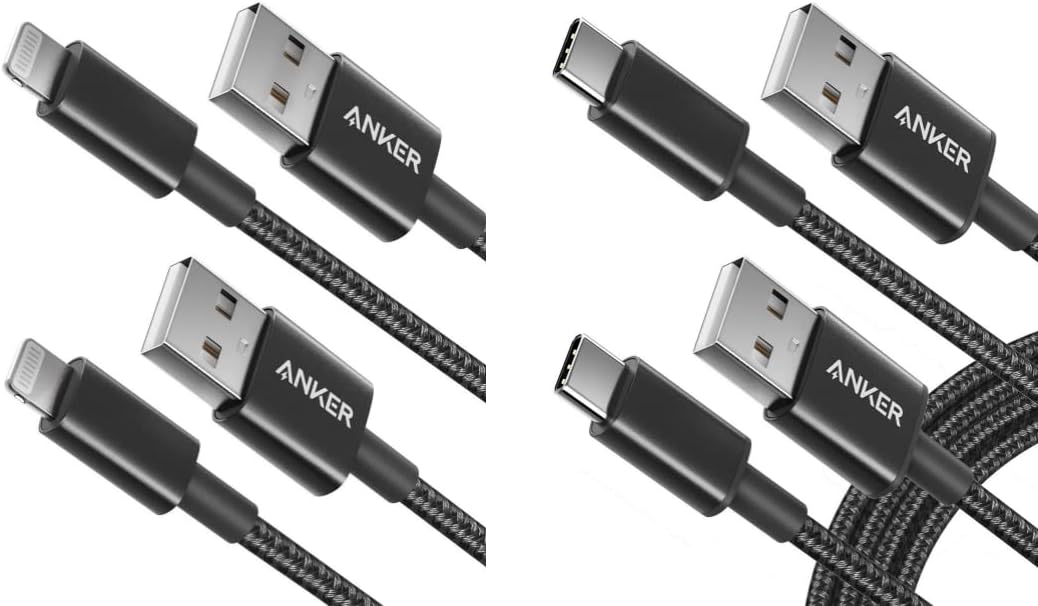 Anker USB C Cable (2-Pack, 6ft), USB A to USB C Charger Cable, Premium Nylon USB A to Type C Charger Cable Premium Double-Braided Nylon Lightning Cable (2-Pack, 6ft), Apple MFi Certified Cable