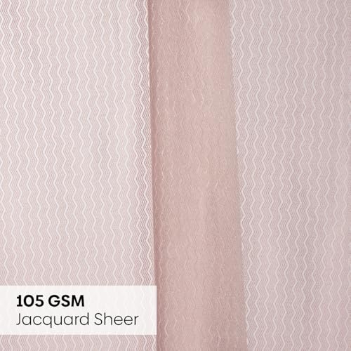 Image of haus & kinder Jacquard Sheer Window Curtains 5 Feet Long Pack of 2 Window Curtains, 5 Feet Curtains for Window, (Abstract Geometric Design, Sand Ripple Ice Blue, 114x152cm)