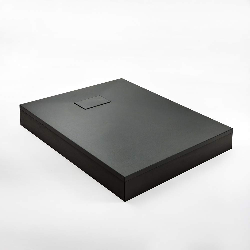 Milano Rasa Graphite Textured Slate Effect Square Shower Tray Corner Riser - 800 x 800mm