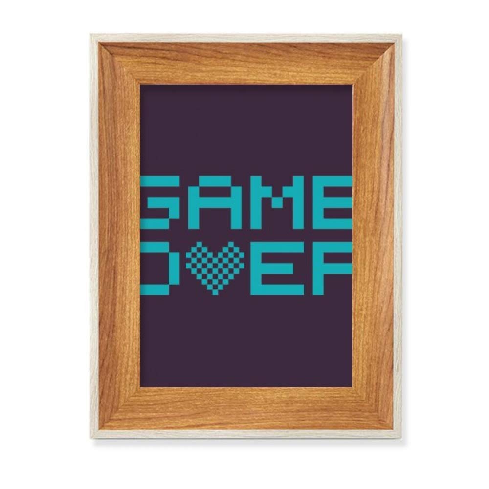 Cadre de photo en bois de bureau bleu pixel art peinture rétro