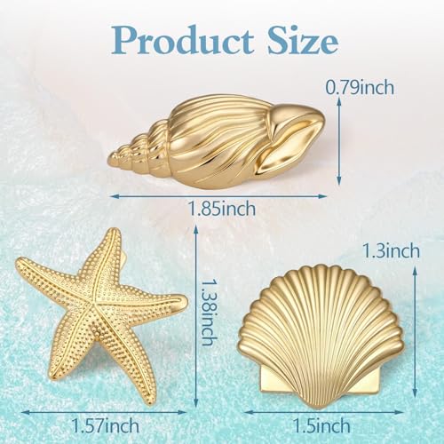 6 PCS Pinzas pequeñas de Metal, Clips de Estrella de Mar Dorados para Mujeres y Niñas, Pequeñas Pinzas de Cocodrilo para el Verano, Herramientas de Estilismo para Disfraz de Sirena miniatura 3