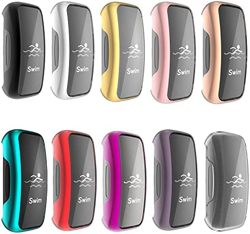 Compatible for Fitbit Inspire 2 Waterproof Protective Case Soft TPU Plated Screen Protector Cover Scratch-Proof All Around Screen Cover Bumper Shell for Fitbit Inspire 2 Smartwatch (10pack, Inspire 2)