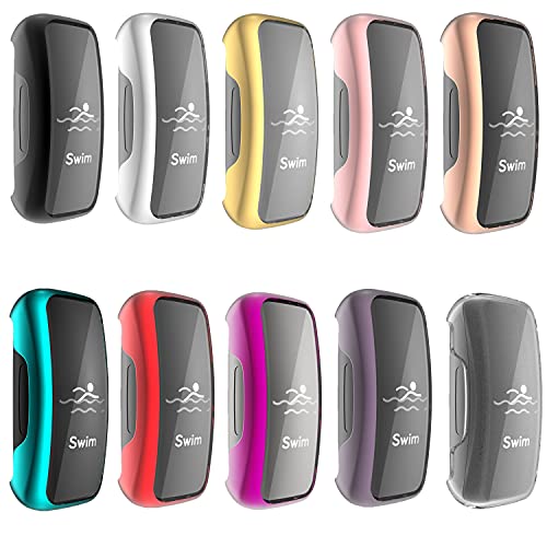 Compatible For Fitbit Inspire 2 Waterproof Protective Case Soft Tpu Plated Screen Protector Cover Scratch-Proof All Around Screen Cover Bumper Shell For Fitbit Inspire 2 Smartwatch (10Pack, Inspire 2) #TOP3