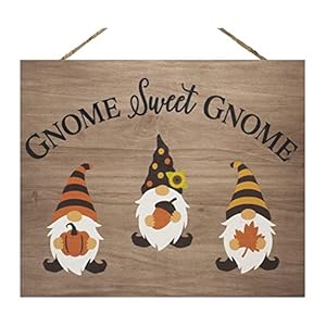   JennyGems-Gnome-Sweet-Gnome-Welcome-Sign-Front-Door-Decor-Fall-Decorations-for-Home-Hanging-Wooden-Sign-Fall-Gnomes-Made-in-USA