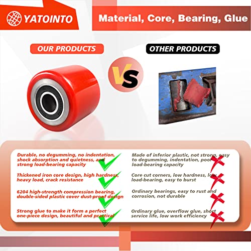 pallet jacktruck load wheels full set with axles and entry exit roller 334 x 37534 with bearings id 20mm red pallet jacktruck polyurethane load wheels kit