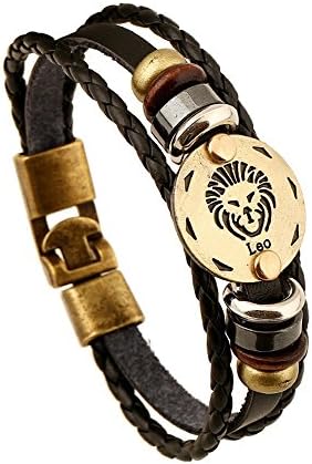 Leo - Men's Fashion Leather Constellation Braided Rope Bracelet