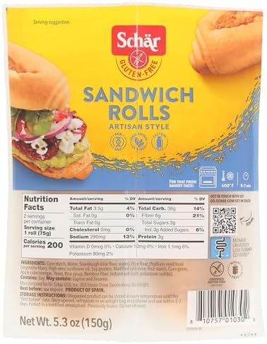 Schär Gluten Free Sandwich Rolls, 5.3-Ounce
