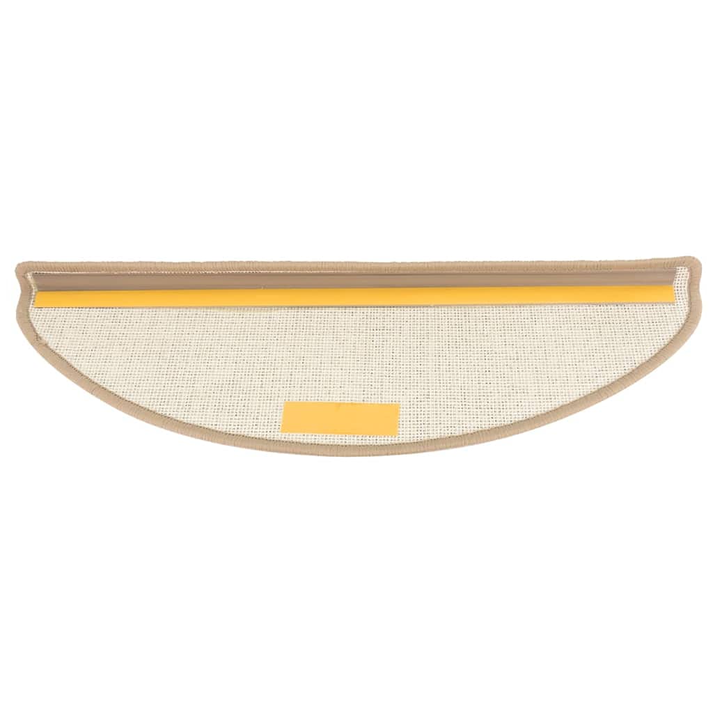 Stufenmatten 15 Stück 65x21x4 cm Braun Halbrund Groß Treppenstufen Matten, Teppich Innen für Treppen, rutschfest Stufenmatten Treppenteppich -A2