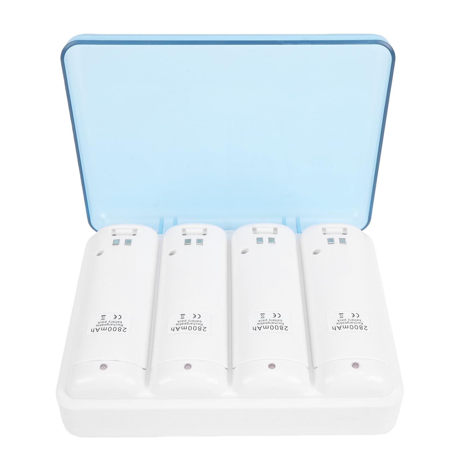 Focket Caricabatterie per Telecomando, Stazione di Ricarica per Batterie Ricaricabili NiMH 4 in 1 da 2800 MAh, Batteria Ricaricabile con Cavo USB Indicatori LED per Telecomando da Gioco (WHITE)