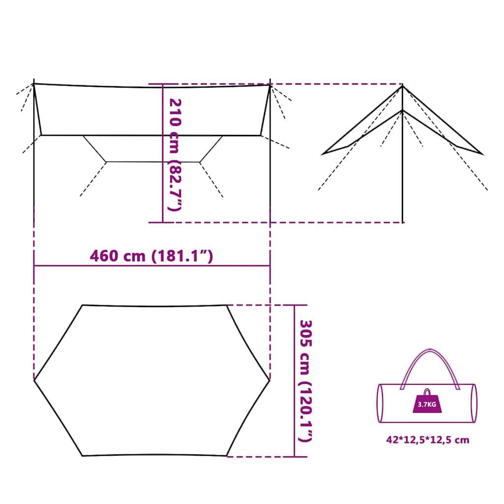Tarp - Telone da campeggio impermeabile con rivestimento in poliuretano, occhielli, borsa per il trasporto, tenda leggera per esterni, per trekking, escursioni, festival, campeggio e weekend