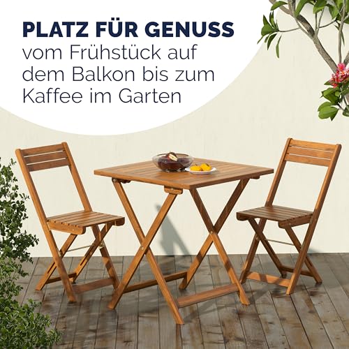 CASARIA® Bistro-Set Outdoor, klappbar, FSC®-Zertifiziert, für 2 Personen – Ansicht 6