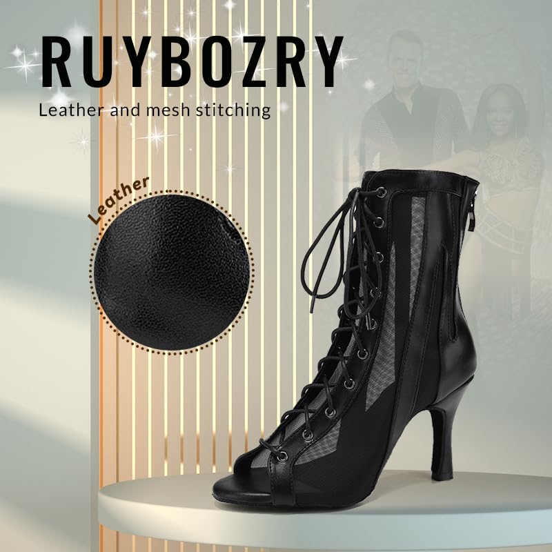 Women's Ballroom Latin Salsa Dance Shoes Lace-up Open-Toe Dancing Shoes,QJW72352